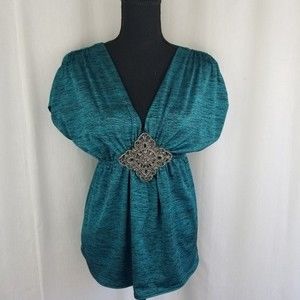 THREE PINK HEARTS TRIXXI fitted medallion teal S